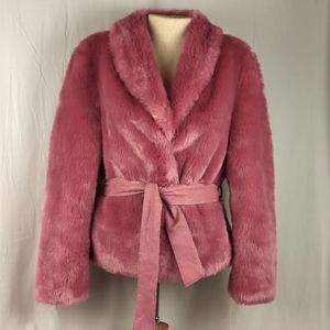 Thalia Sodi Faux Fur Jacket Rose Sz M